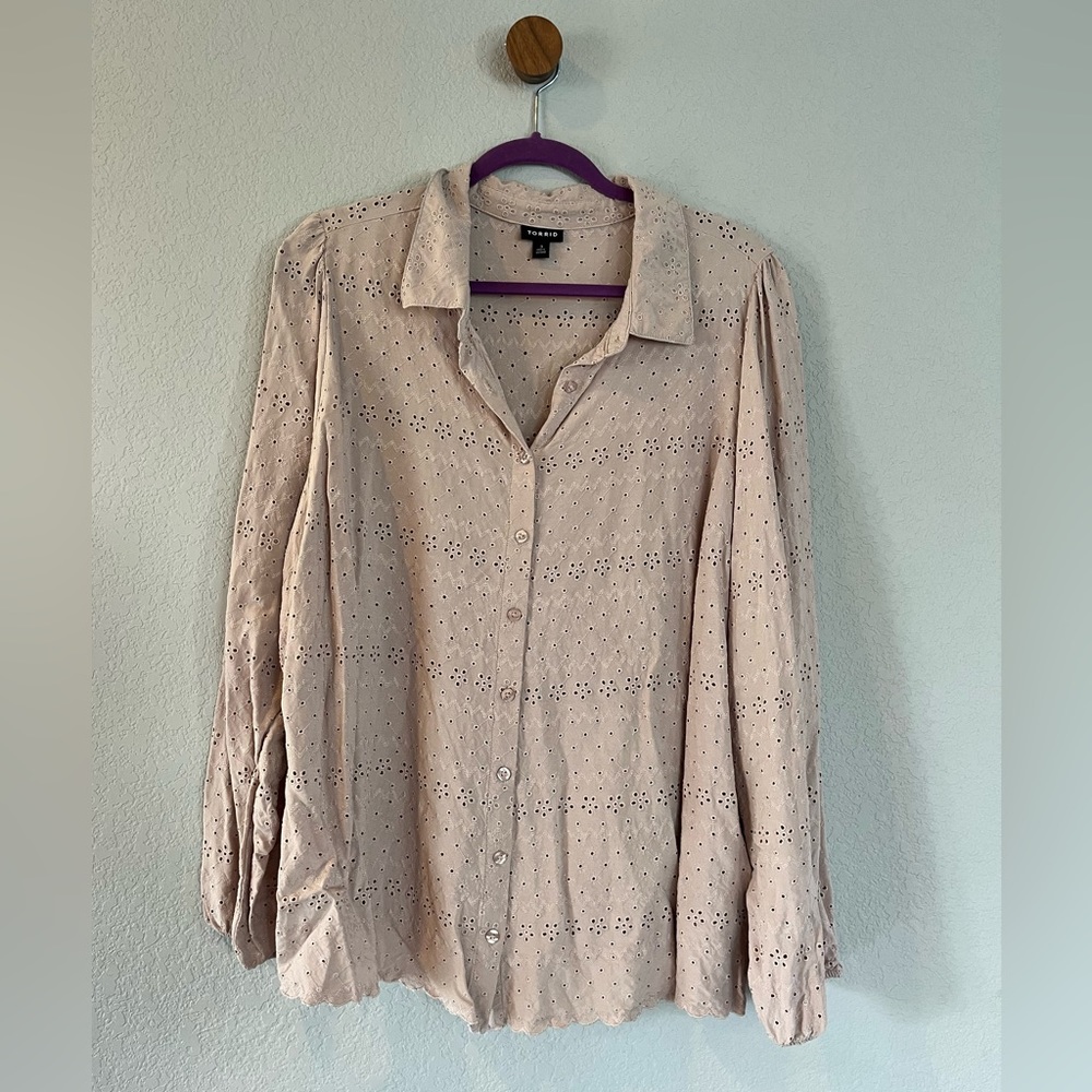 Torrid. 3. Button down eyelet long sleeve.